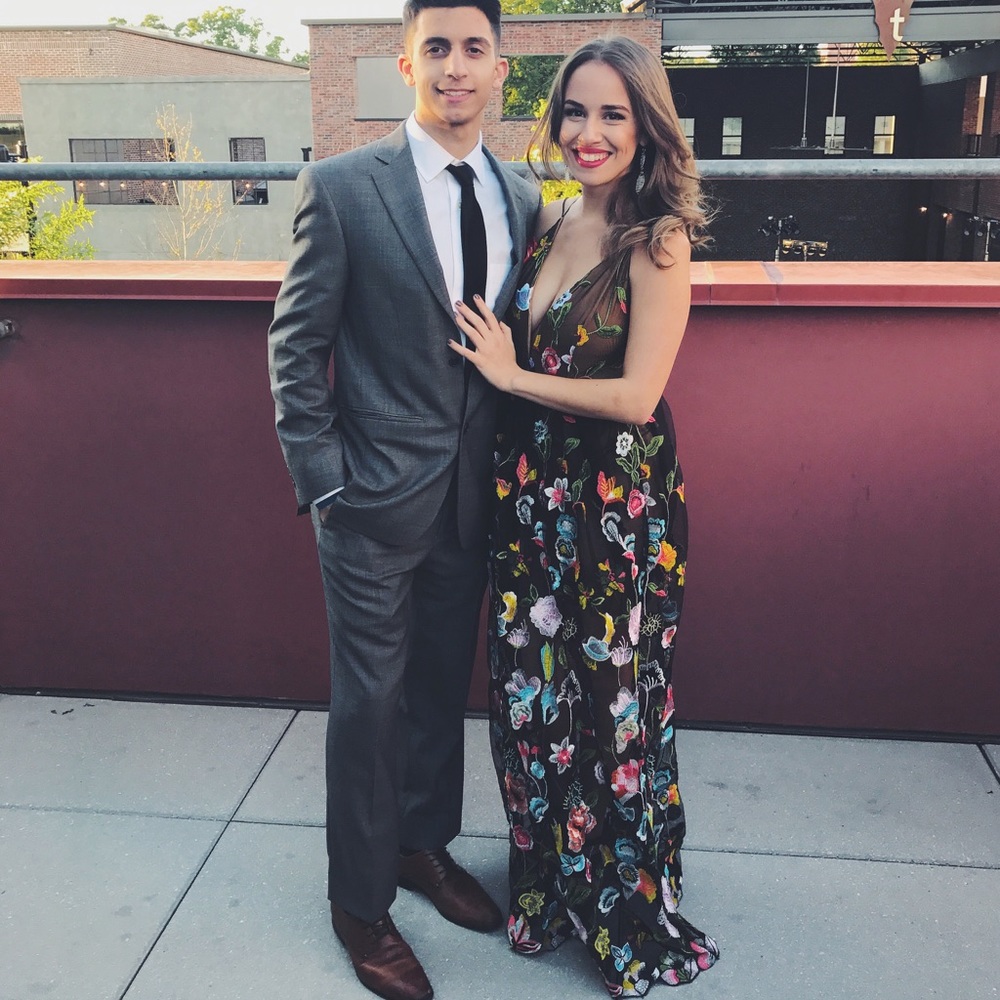 Black floral embroidered dresss